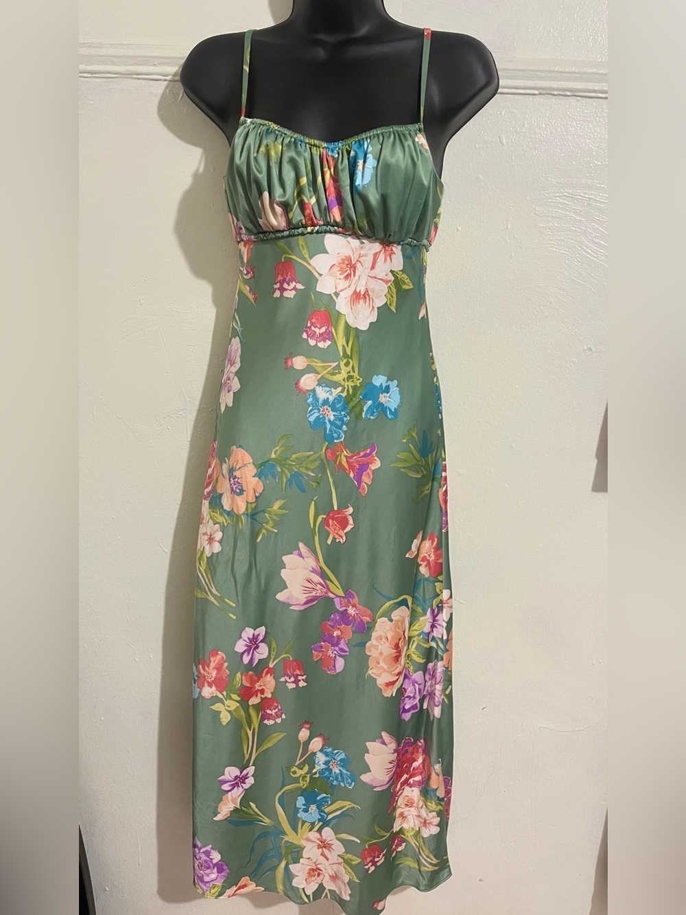 Green B Darlin Floral Strappy Back Maxi Dress - Elegant Summer Print